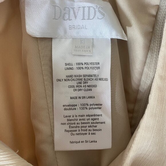 Davids Bridal One-Shoulder Champagne Maxi Dress Size 16 Formal Bride Gown Event - Picture 5 of 16